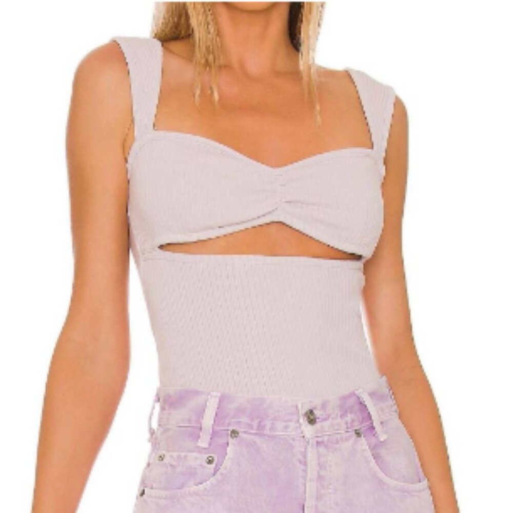 AGOLDE Isla ribbed cutout top